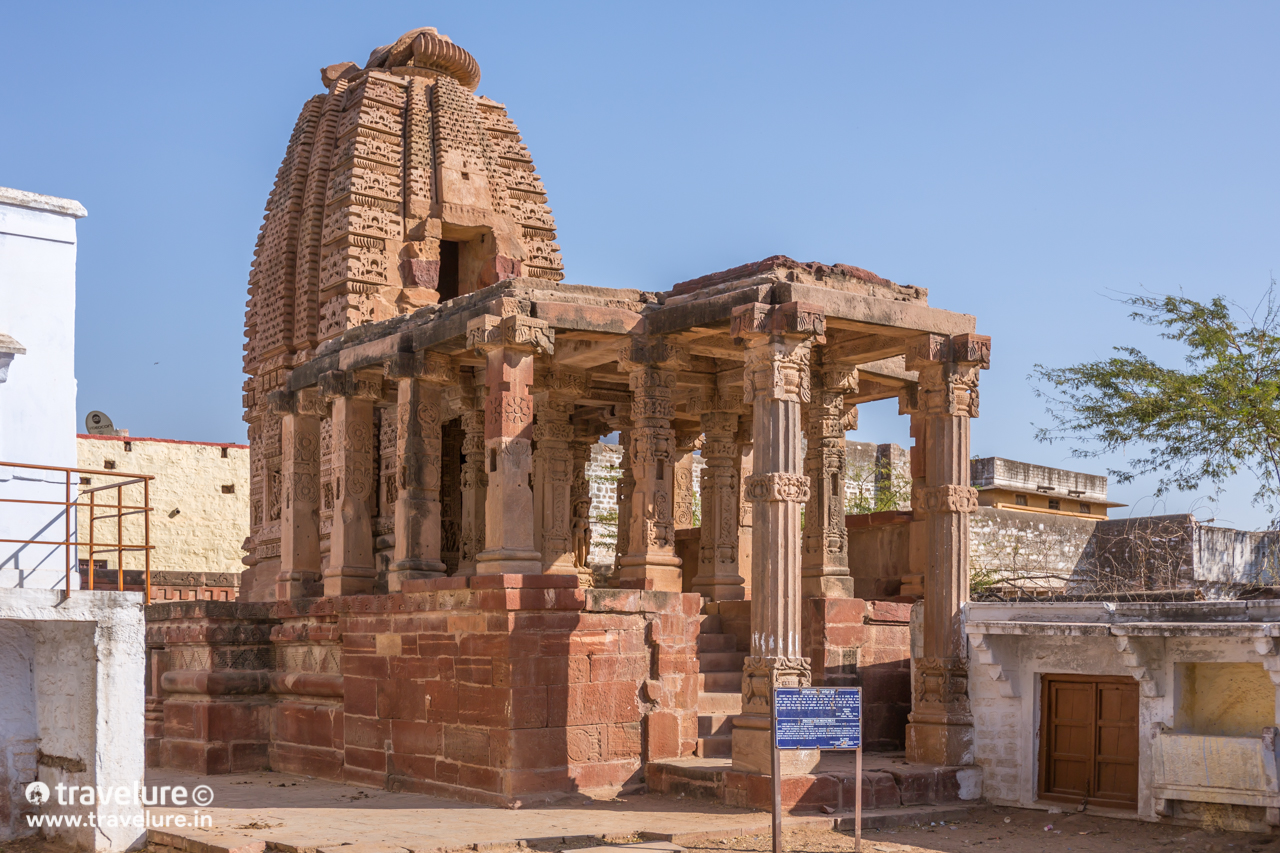 Vishnu Temple - On both sides of this mound, there lay a grey-ish amoeboid water body. The banks farther away from us were carpeted with thousands of birds constantly buzzing around in a slow Brownian motion! - Flying Through The Sands - Travelure © #SandDunes #DemoisellesCranes #KhajurahoOfRajasthan #Khichan