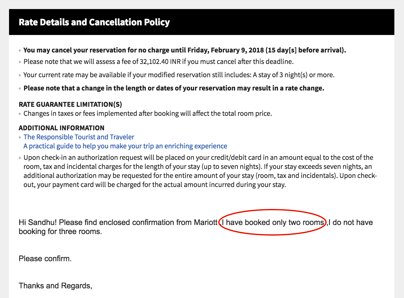 Our response to hotel's email - Horrifying Experience - JW Marriott Mussoorie Walnut Grove Resort & Spa