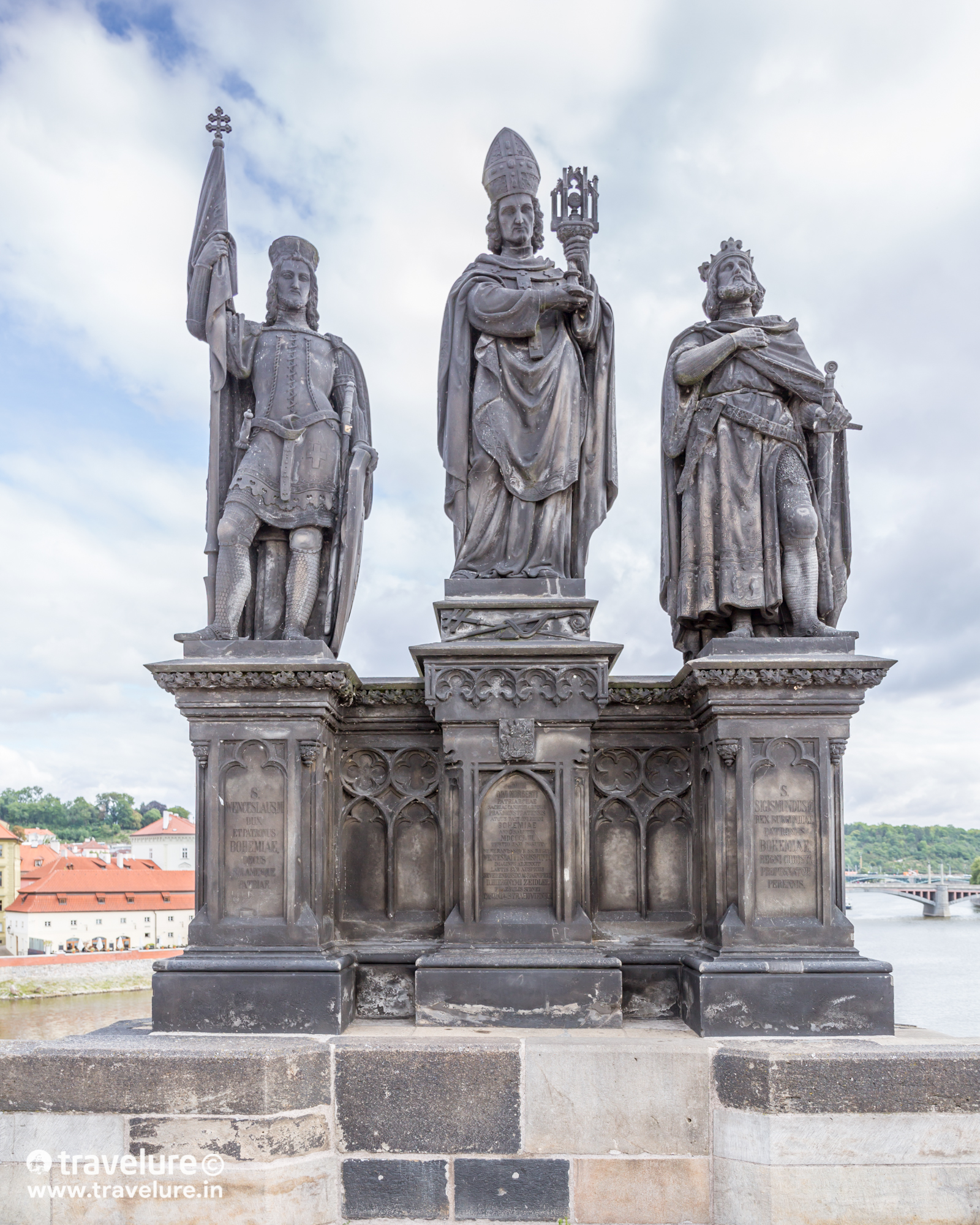 The Statues of Saints Norbert of Xanten, Wenceslas, and Sigismund. Czech out 35 stunning images from one of the most scenic destinations in Eastern Europe - Prague. Special mention: Charles bridge & its 30 statues! #Prague #Czechia #CzechRepublic #Instagram Instagram Roundup Prague Czech Republic