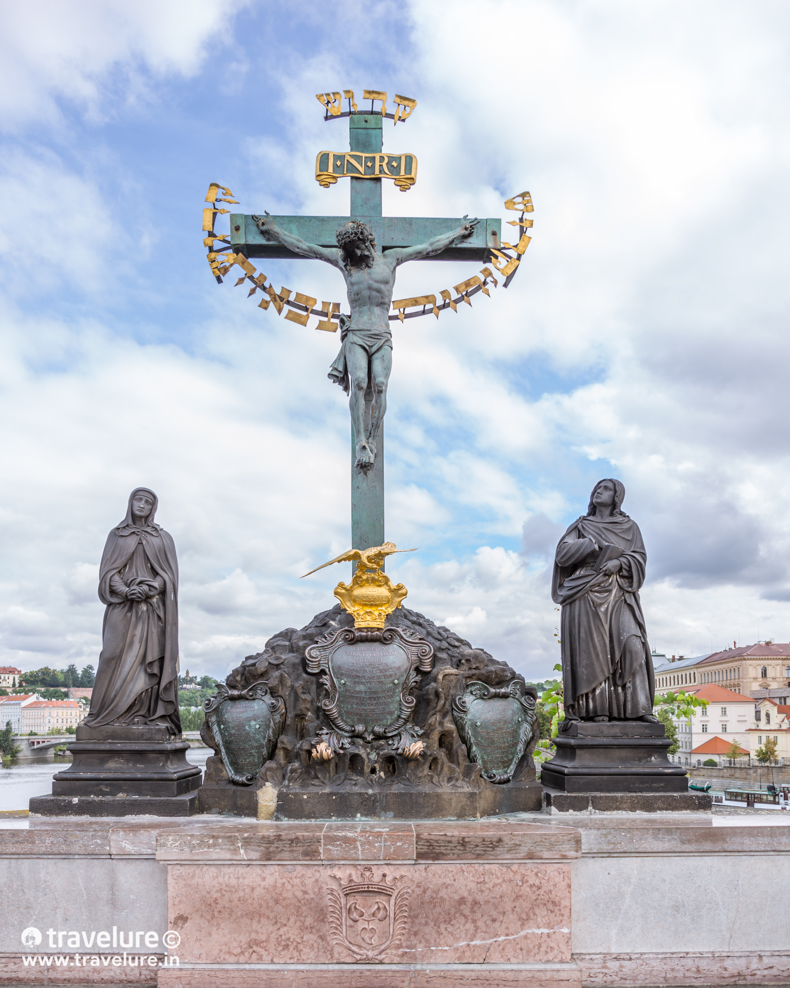 The Crucifix and Calvary. Czech out 35 stunning images from one of the most scenic destinations in Eastern Europe - Prague. Special mention: Charles bridge & its 30 statues! #Prague #Czechia #CzechRepublic #Instagram Instagram Roundup Prague Czech Republic