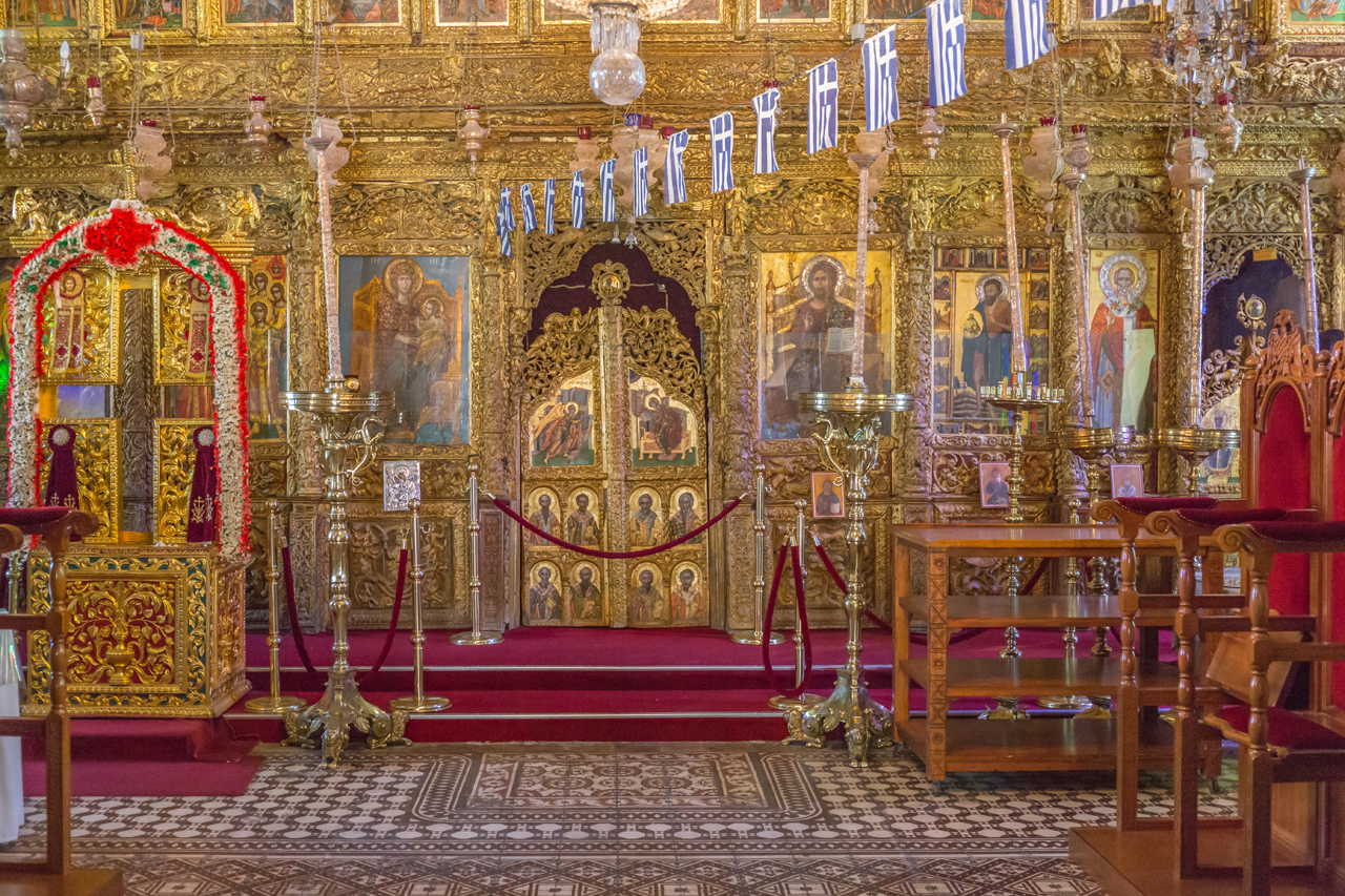 Altar of the Church of the Holy Cross, Lefkara - Seeing more heritage gems from Cyprus, it increasingly became clear that over the centuries, Cypriots have demonstrated amazing talent. They not only showcased talent in their three-millennia old mosaics but also via the painted churches from the medieval Byzantine era - Cyprus - Beyond the Mediterranean Hues. #WorldHeritageSite #UNESCOWorldHeritageList #CyprusUNESCOSites #Mosaics #ByzantineChurches