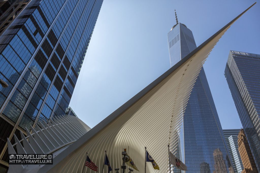 The wingtip of dove-shaped Oculus Transportation Hub NYC - Travelure ©