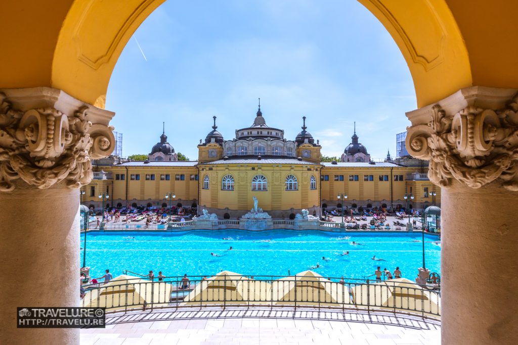 A view of Szechenyi Thermal Baths. These baths can be reached by the Underground M1, Budapest