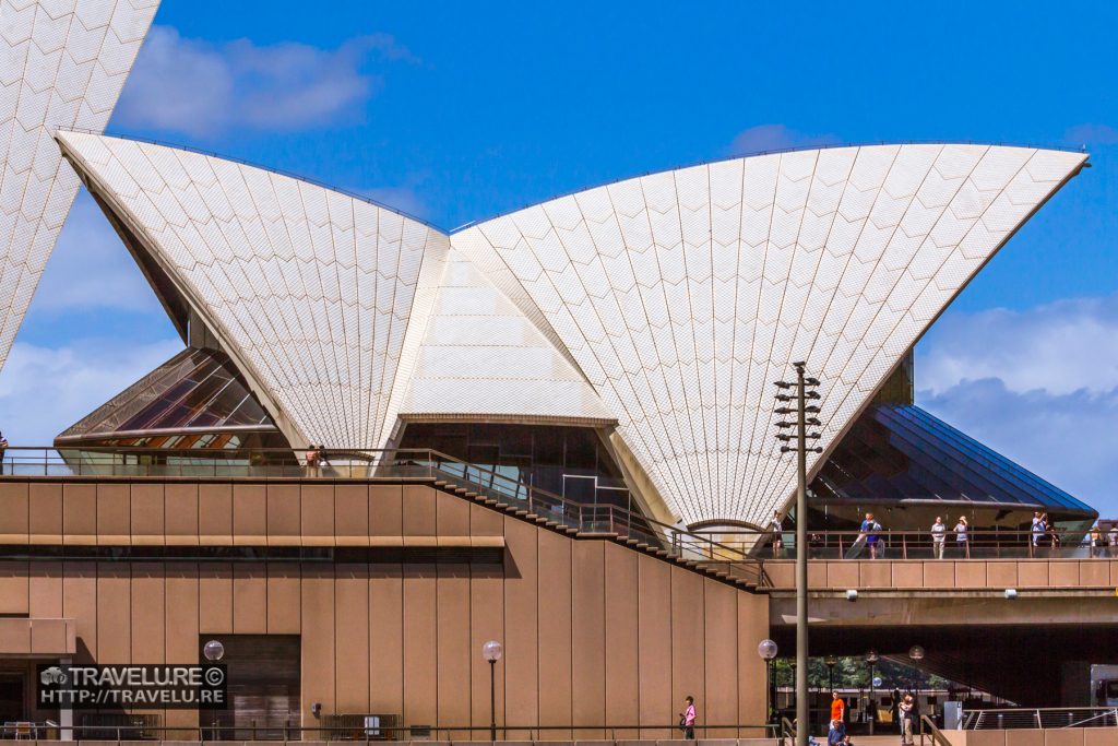 Sydney Opera House roof clad with gloss and matte tiles creating a signature chevron pattern