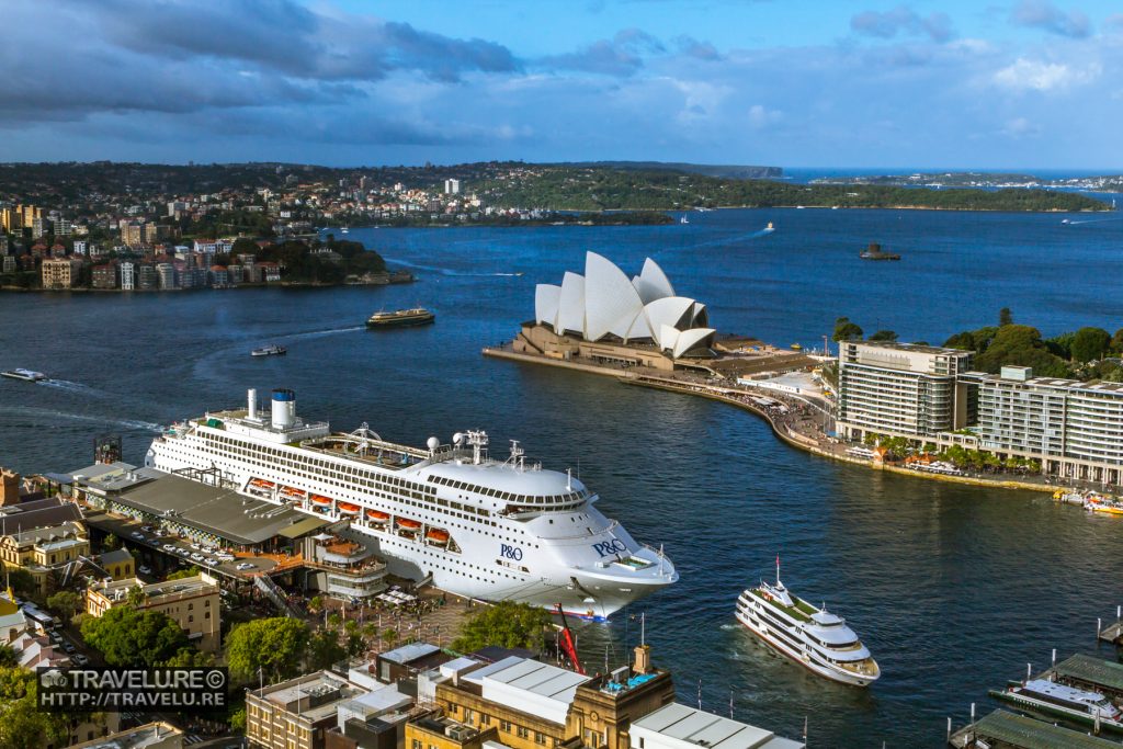 A luxury liner docked near the Opera House