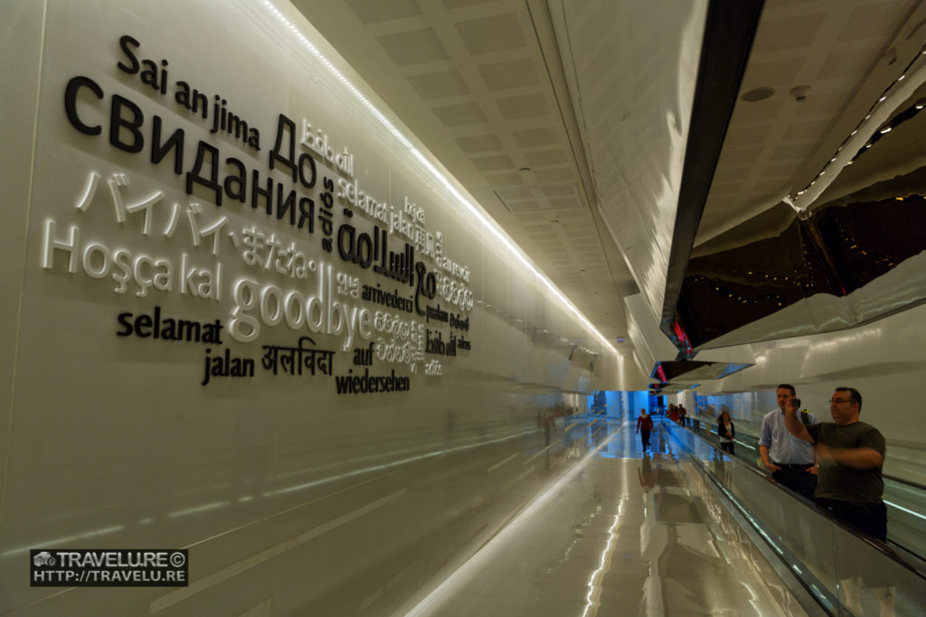 Burj Khalifa bids you goodbye in many languages in the exit aisle