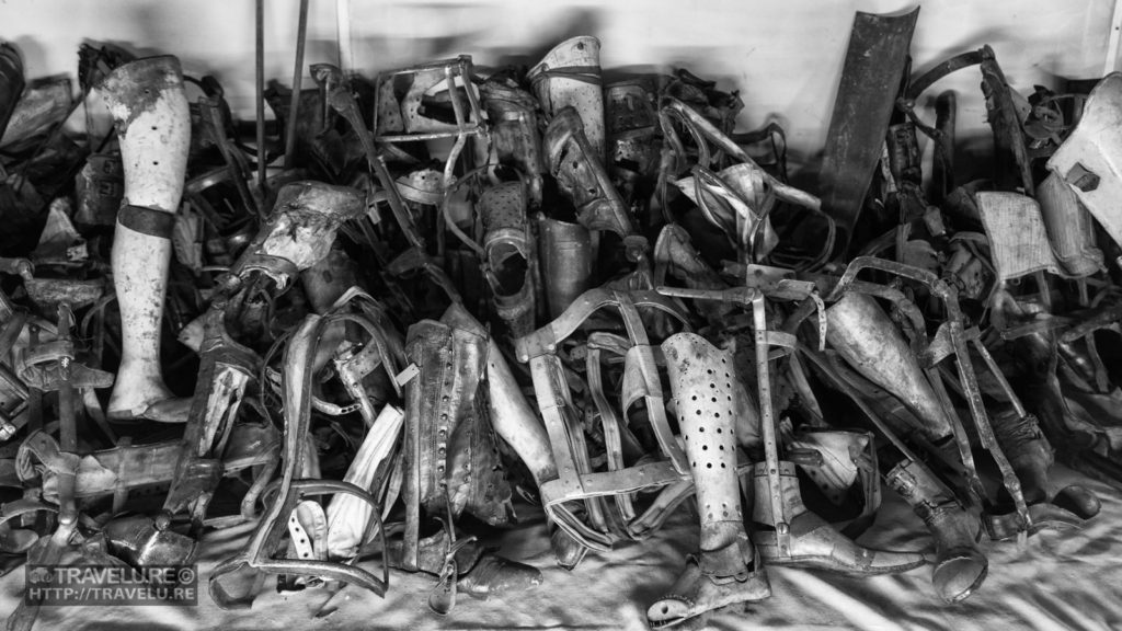 Holocaust Horrors: Auschwitz exhibit - prostheses of the physically-challenged inmates - Travelure ©