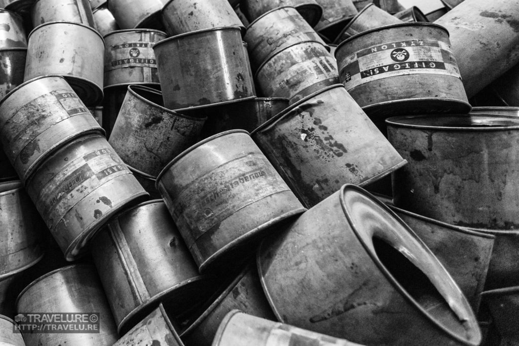 Empty poison gas cans ironically branded as 'Gift Gas' (gift in German means poison) - Travelure ©