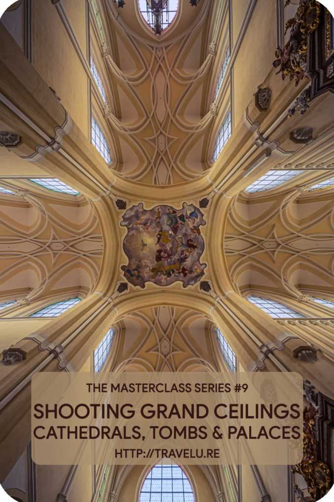 These ceilings pose a different challenge. The distance between the floor and ceiling is not large enough for normal lenses to capture the entire grand ceiling or the dome ceiling. Also, these structures are not well-lit. A camera shake blur could also be a concern. - Shooting Grand Ceilings - Cathedrals, Tombs, and Palaces - Travelure ©