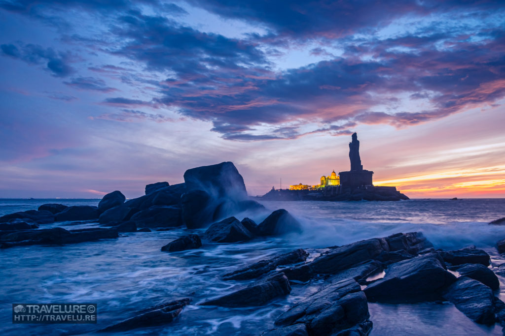 Thiruvalluvar Statue, Kanyakumari, India - Shooting Flowing Water - At Dawn, Dusk, and Day - Travelure ©