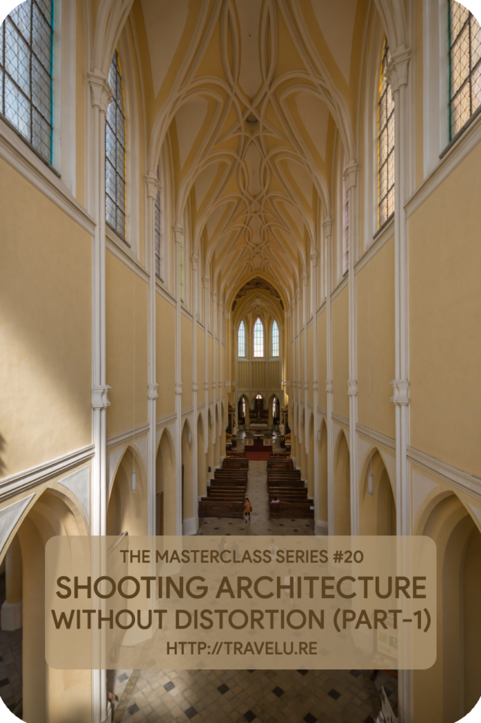 The only way to shoot any structure distortion-free is to keep the camera parallel to the ground. For that, you need a vantage that brings you up midway to the height of the building. But the ground realities do not always allow us to keep the camera parallel. - Shooting Architecture without Distortion Part-1 - Travelure ©