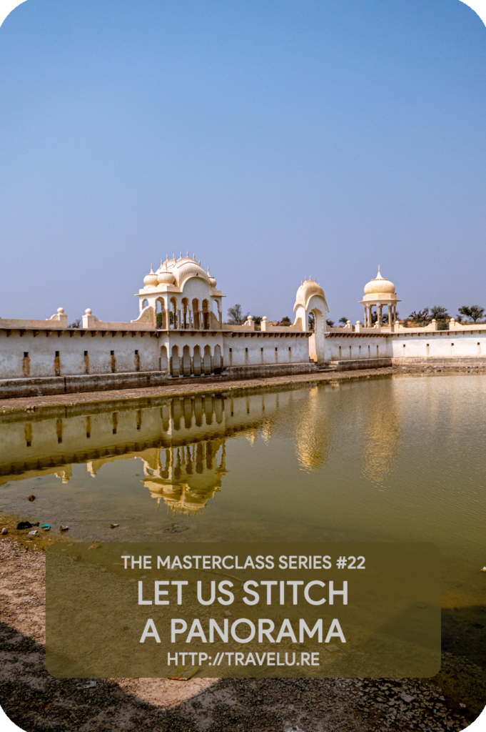 I started shooting from one end of the edifice and twisted my upper body and continued capturing the frames. It gave me shots that had an overlapping view of the spread-out step-well - Let us stitch a panorama - Travelure ©