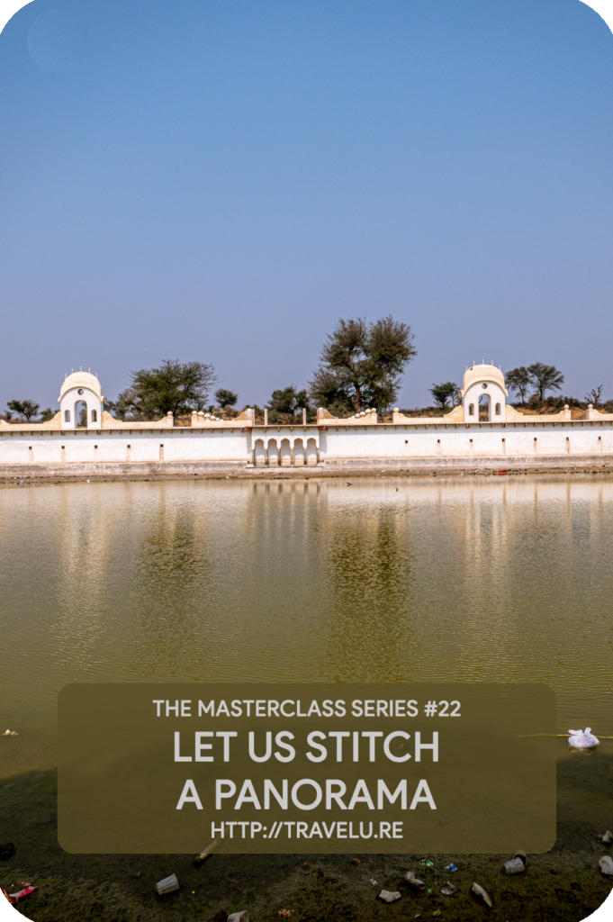 I started shooting from one end of the edifice and twisted my upper body and continued capturing the frames. It gave me shots that had an overlapping view of the spread-out step-well - Let us stitch a panorama - Travelure ©