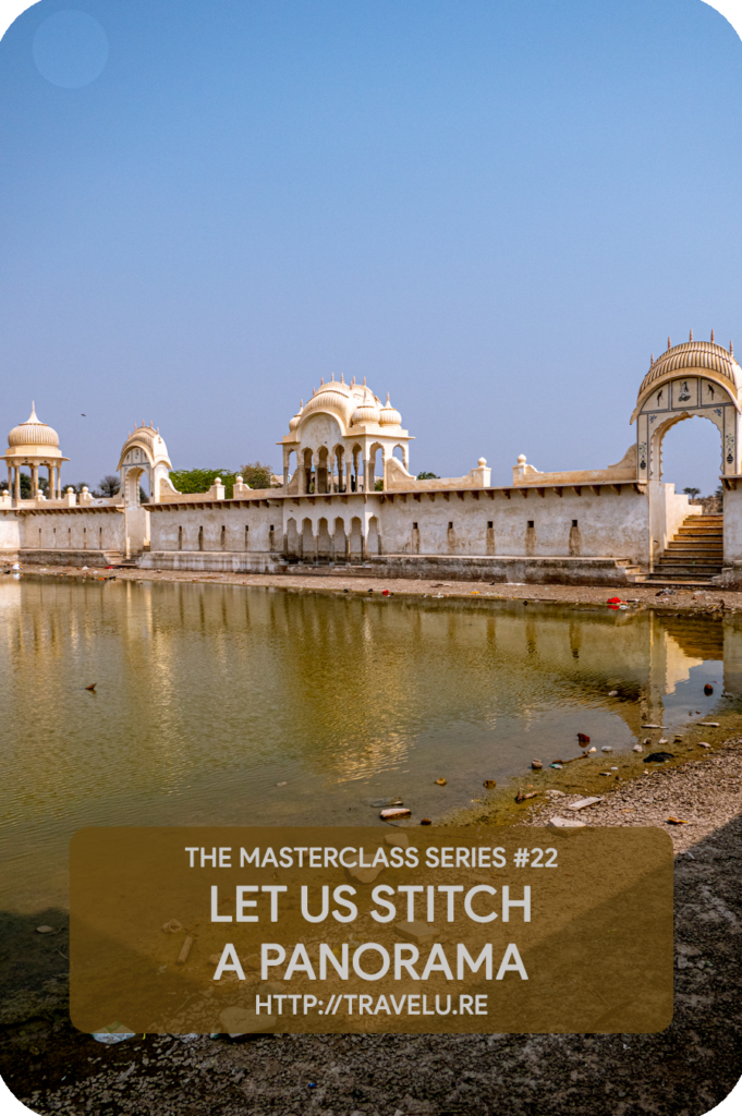 I started shooting from one end of the edifice and twisted my upper body and continued capturing the frames. It gave me shots that had an overlapping view of the spread-out step-well - Let us stitch a panorama - Travelure ©