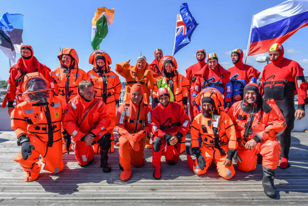 The skippers who started in GGR 2018. Abhilash Tomy is masked (sitting, extreme left) - Travelure ©