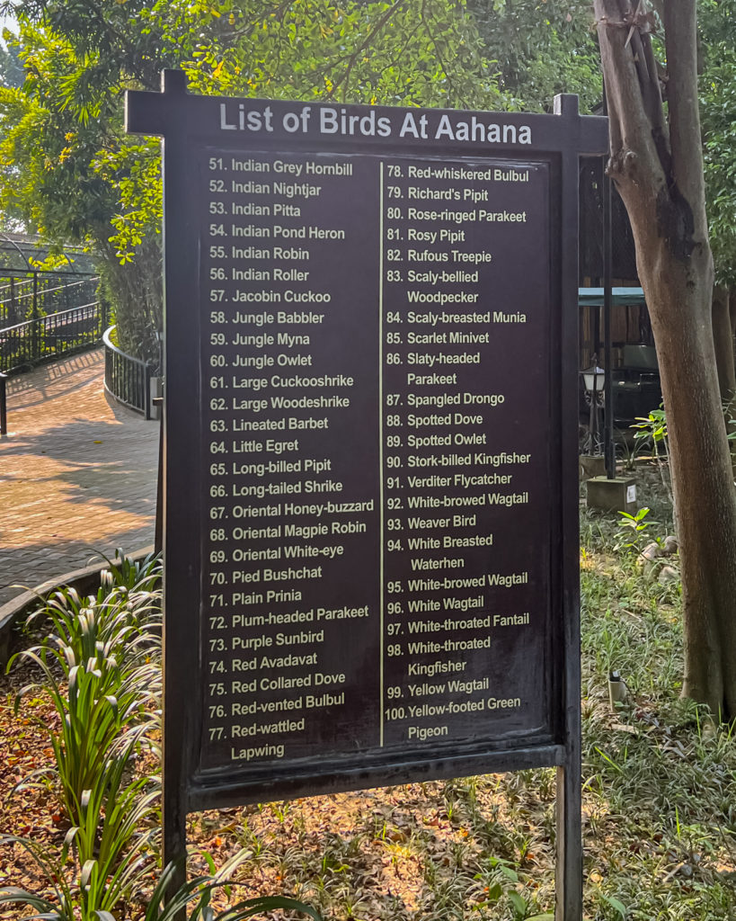 100 varieties of birds in Aahana Resort